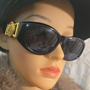 Versace Vintage Gianni  Womens Sunglasses with Black Frame and Gold Detail